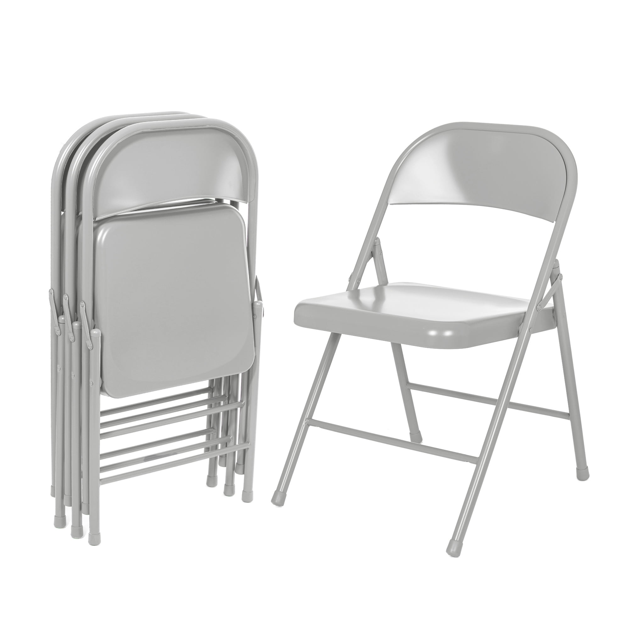 Hampden Furnishings Bernadine Collection Basics All Steel Folding Chair, Grey, Pack of 4