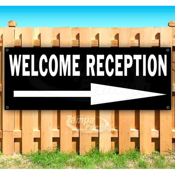 Welcome Reception 13 oz Vinyl Banner With Metal Grommets
