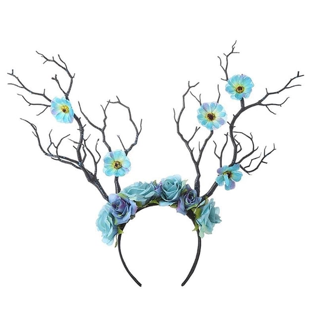 Tête de Cerf Gothique Florale pour Fête d'Halloween Accessoire Photo