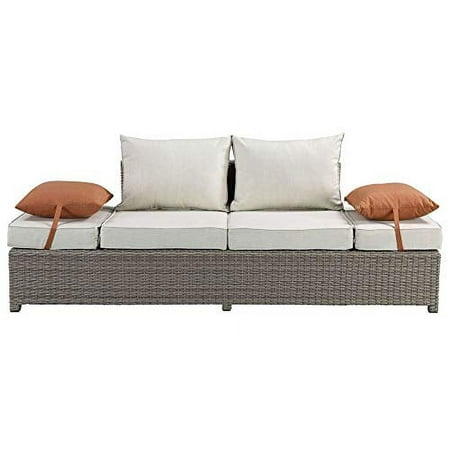 ACME Salena 2 Piece Wicker Patio Loveseat in Beige and Gray