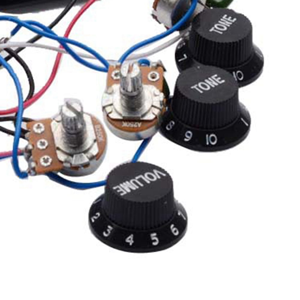 2Pcs Electric Guitar Pickup Wiring Harness Prewired 5-Way Switch Sss Pickup for Electric Guitar - Black & White