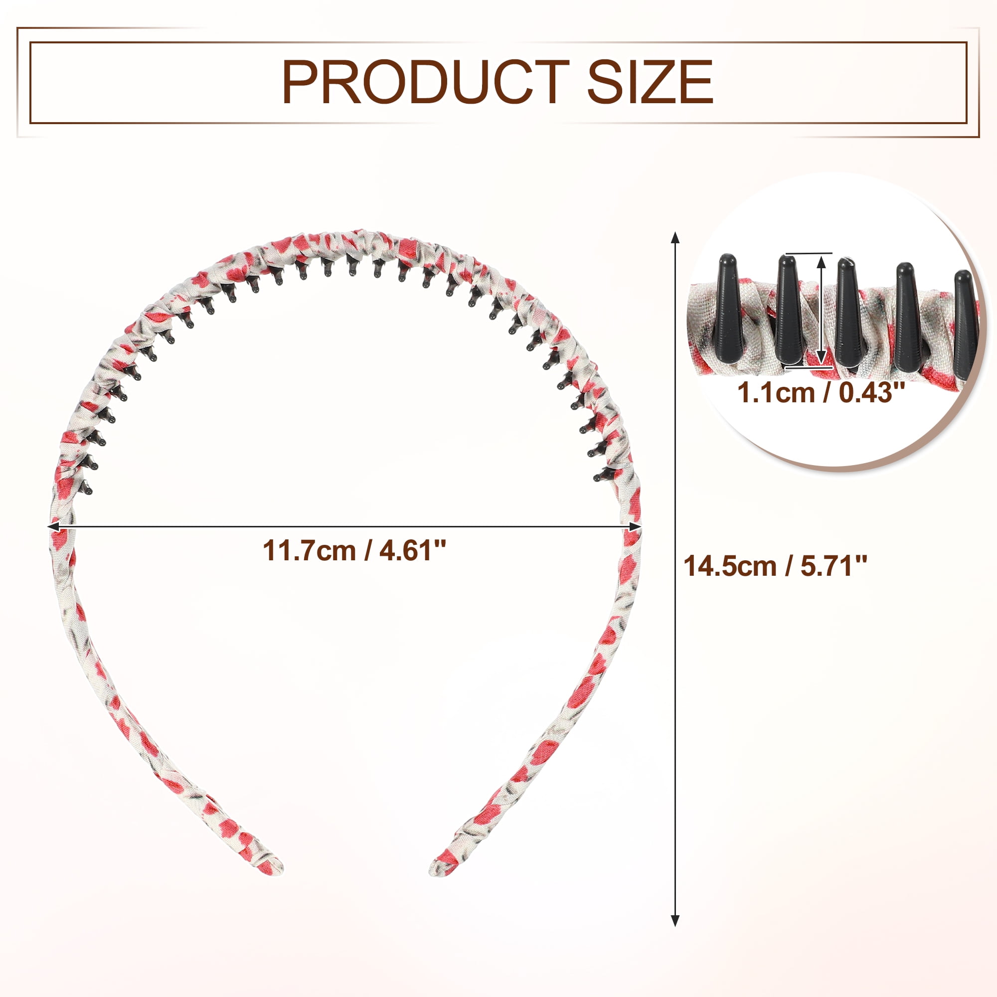 Unique Bargains 4pcs Elastic Teeth Comb Floral Pattern Headbands Tooth Comb for Women