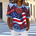 thumbnail image 4 of SCSAlgin American Flag T Shirt Women Fourth July Shirts America Flag 250th Birthday Crew Neck Tee Tops, 4 of 6
