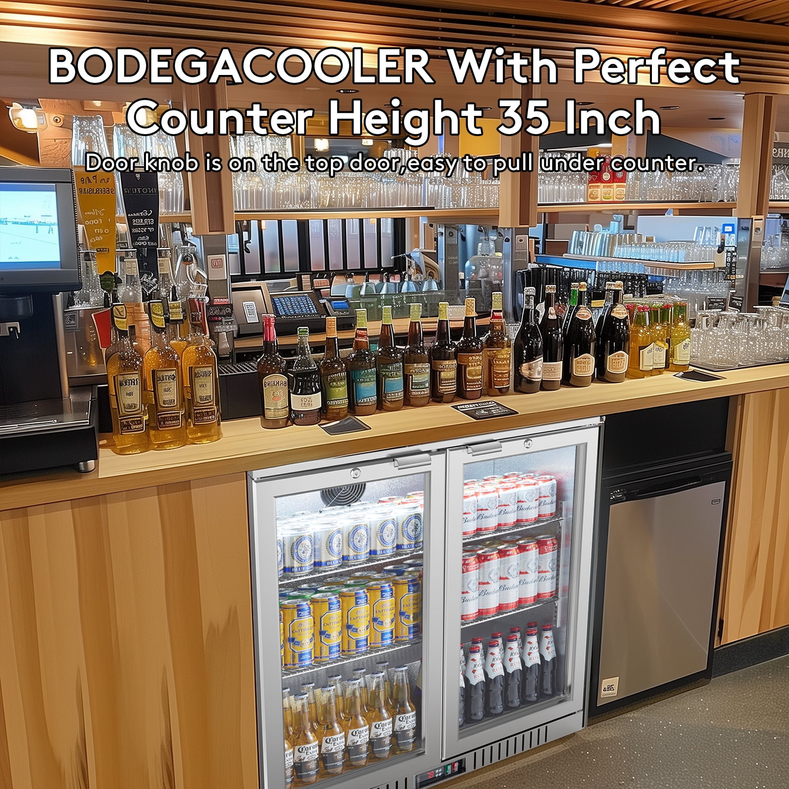 216-Can Beverage Refrigerator, Large Capacity Drink Fridge for Home Bar, Freestanding Beverage Cooler with Adjustable Shelves, LED Lighting