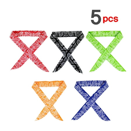 Ice Cool Scarf Neck Wrap Headband Bandana Cooling Scarf, 5 Pcs Value Pack (Black, Blue, Orange, Red,