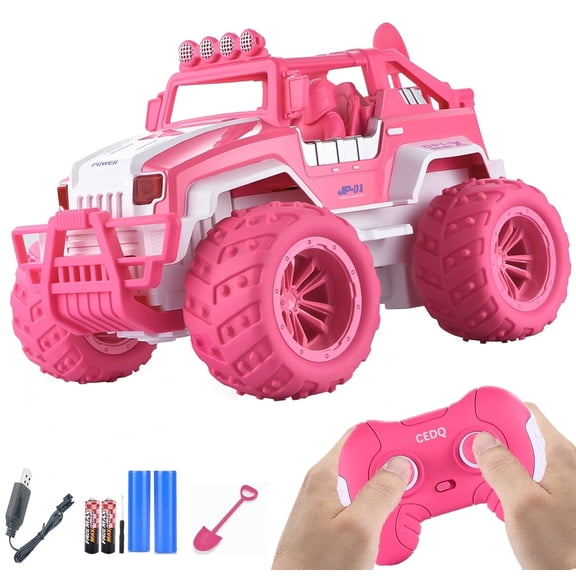 CEDQ Pink RC Remote Control Cars For Girls,1/12 Remote Control Off-Road Car Toy,Control for 50M&Rechargeable Batteries,45 Min Playtime 2.4 GHZ Truck Toy for 6-18 Boys Girls,Car Toy Gifts for Birthday