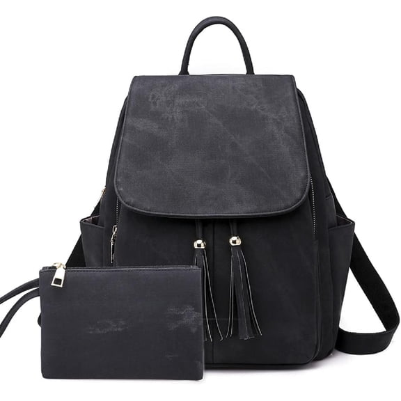 Backpack Purse for Women Convertible Ladies PU Leather Shoulder Bag Fashion Designer Handbags with Tassel(Khaki)