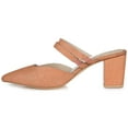 thumbnail image 2 of Journee Signature Womens Genuine Leather Kaitlynn Mules Low Block Heel Almond Toe Pumps, 2 of 9