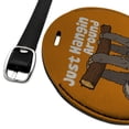 thumbnail image 2 of Sloth Just Hanging Around Round Leather Luggage Card Suitcase Carry-On ID Tag, 2 of 7