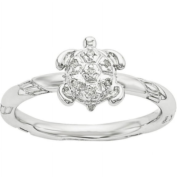 Stackable Expressions Sterling Silver Diamond Turtle Ring