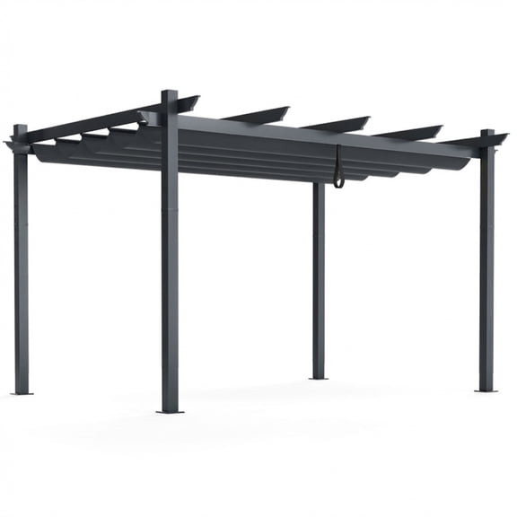 Biotree 10 x 13 Feet Outdoor Aluminum Retractable Pergola Canopy Shelter Gray - Sun Shade Patio Cover with Adjustable Sliding Roof