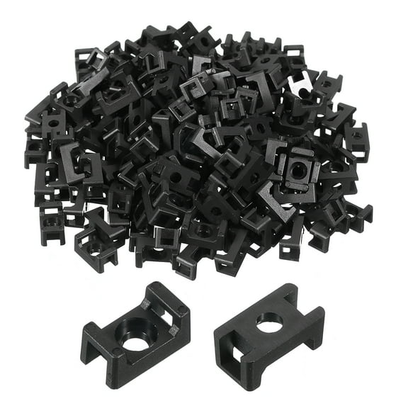 Uxcell 500pcs Cable Tie Base Saddle Type Mount Wire Holder, 0.5"x0.28"x0.22" Wire Clips Organizer Clamp Black 0.13"Dia