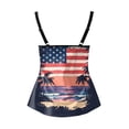 thumbnail image 4 of NIEWTR Tankini Hauts pour Femmes Bretelles Spaghetti Contrôle du Ventre Haut de Maillot de Bain Drapeau Américain Graphique Haut de Maillot de Bain (Rouge, G), 4 of 5