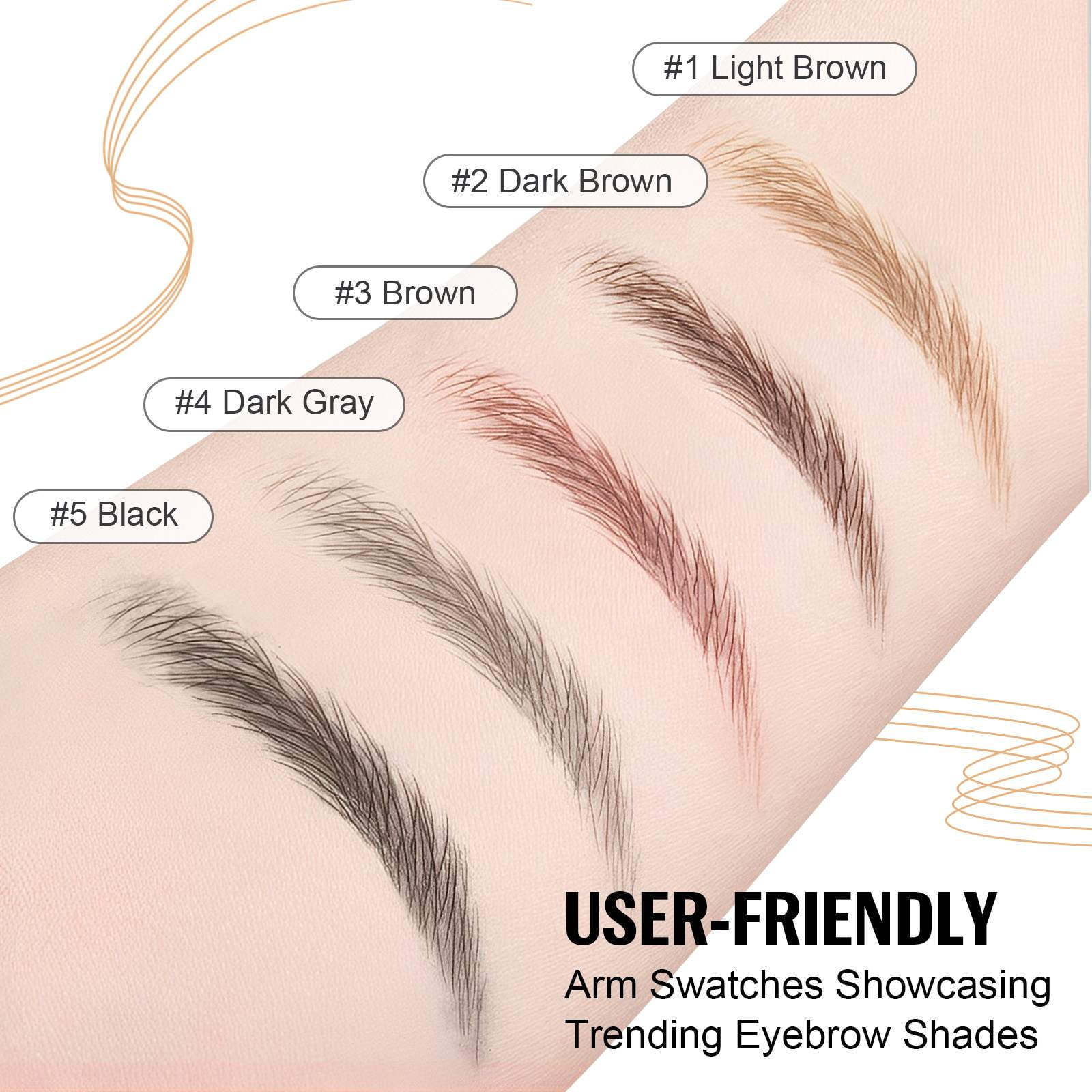 ikzee Eyebrow Pen (Brown), 4 Fork Tip for 3D Natural Eyebrow, Hair
