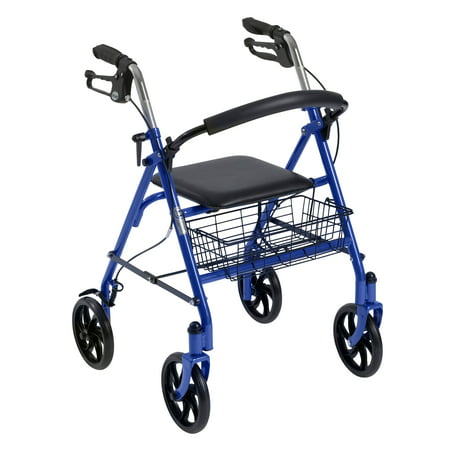 Drive Medical Four Wheel Rollator Rolling Walker with Fold Up Removable Back Support,