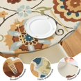 thumbnail image 4 of Large Bloom Floral 44Inch Boho Round Tablecloth with Elastic Hem, Stretchable Table Cover Fits 38"-42" Tables, Spill Resistant Material, 4 of 7
