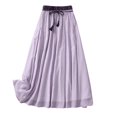 thumbnail image 2 of Cadeaux pour Femmes LSLJS Jupe Cheville en Coton et Lin d'Été Unie Brodée à Taille Élastique pour Femme, Jupe Maxi, 2 of 9