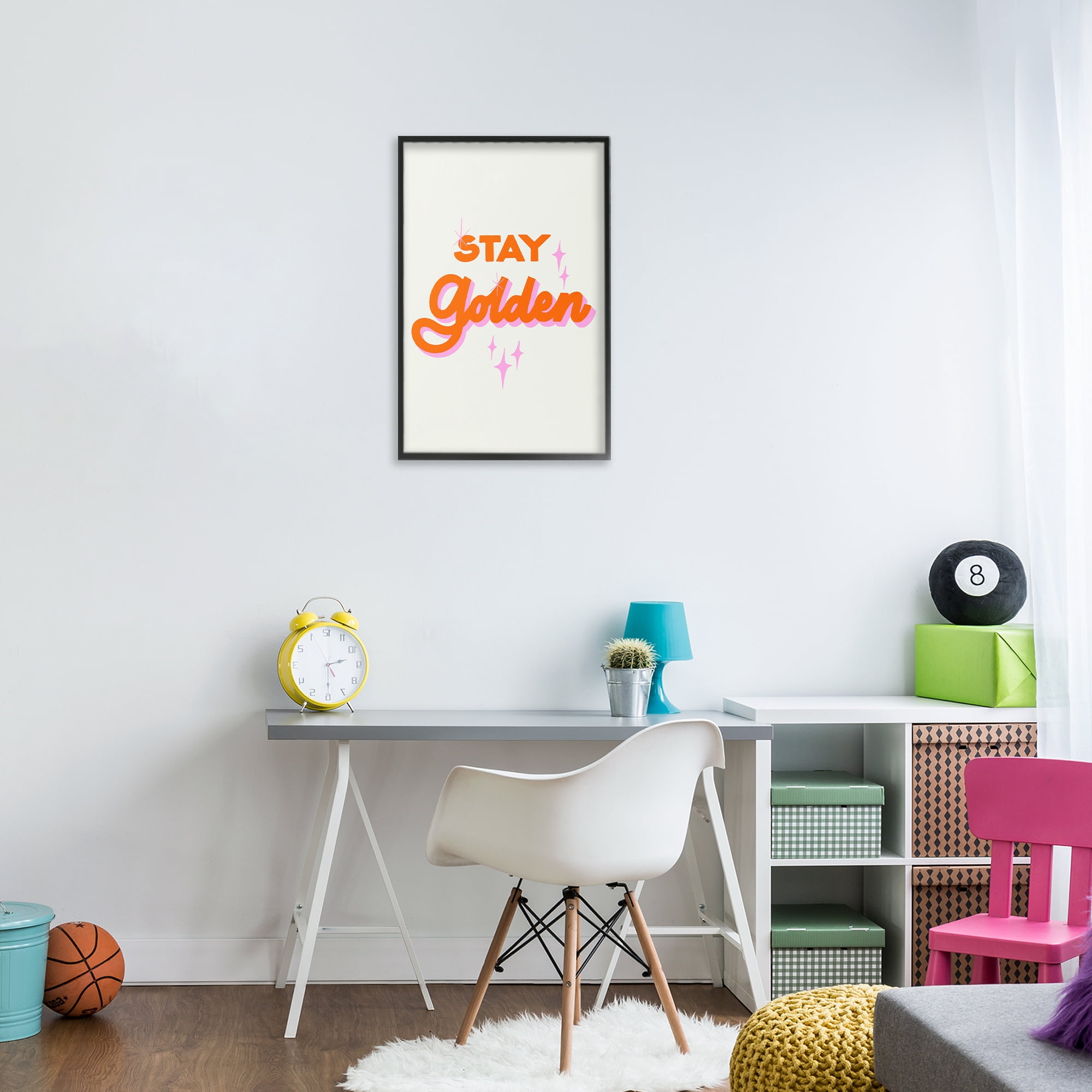 Stupell Industries Stay Golden Retro Letters Black Framed Giclee Art, design by Indira Prieto | IndySign