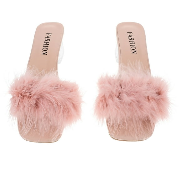 LABSERRON 1 Pair Woman Summer Slipper Pink Breathable Open Toe With Chunky Heel For Beach And Casual Outings