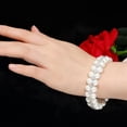 thumbnail image 6 of Handmade Double Rows CZ Big Pearl Bracelets Bangle for Women Wedding, 6 of 7