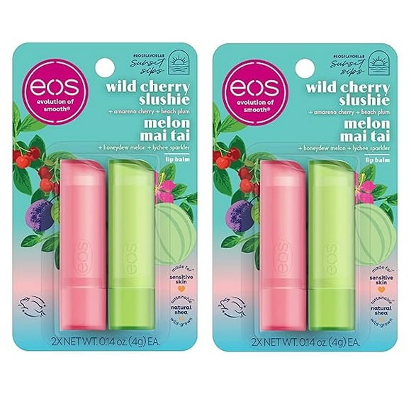 EOS Baumes à Lèvres 2 Ct. Cerise Sauvage & Melon Mai Tai, 2 x Poids net 0,14 oz (4 g)