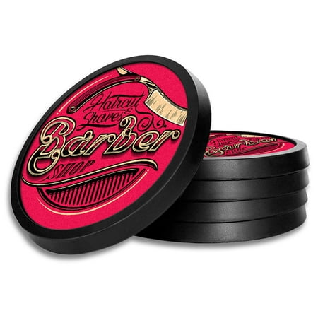 

Silicone Non-Slip Drink Coasters with Removable Printed Absorbent Felt Pad - Set of 4 - Barber Shop Pink