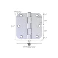 thumbnail image 2 of Door Hinge in Brushed Chrome, 3-1/2-Inch, 5/8-Inch Radius, 12-Pack, 2 of 14