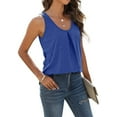 thumbnail image 4 of Tank Tops for Women Summer Solid Color Hollow Crewneck Sleeveless Shirts Women Tank Top, 4 of 8