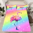 thumbnail image 2 of Feelyou Cute Pink Flamingo Full Size Sheets, Fashion Rainbow Artwork Bed Sheets, Teens Kids Boys Girls Sheet Sets, Ultra Soft Bedroom Decor, 4 Pieces, 2 of 7