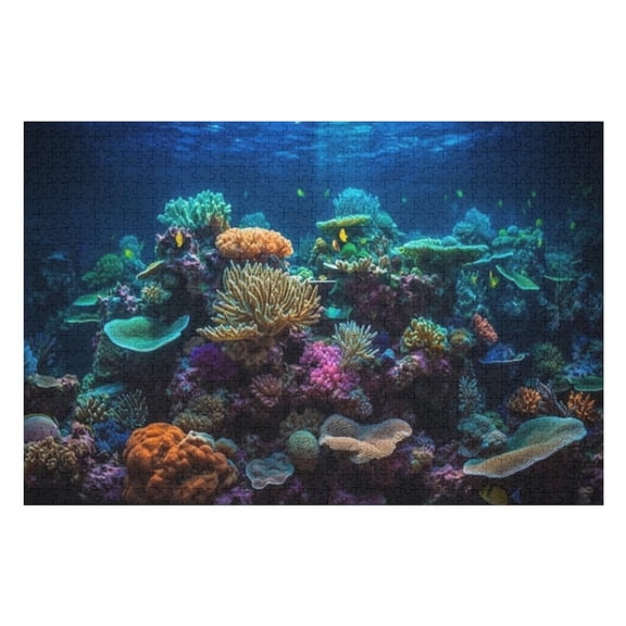Puzzles for Adults 300 Pieces - Tropical Fish Swim Natural Coral Reef Funny Puzzle Unique Difficult and Challenge Large Puzzle Game Toys Gift