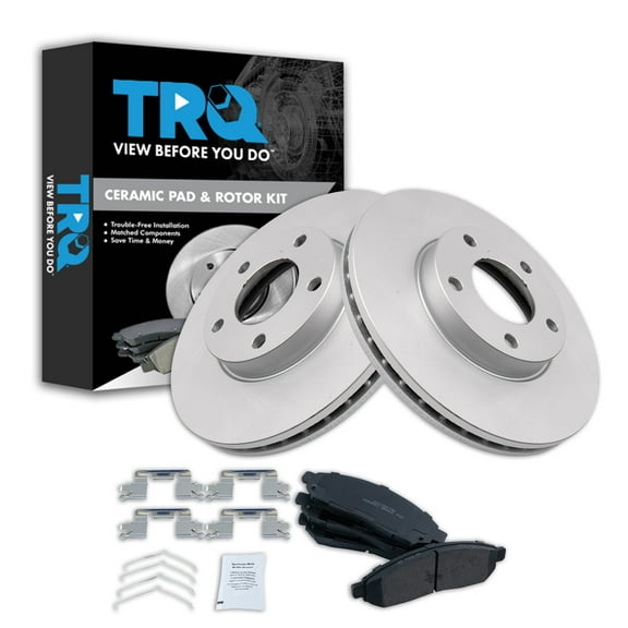 TRQ Front Brake Pad & Rotor Kit Brake Pads Brake Rotor Ceramic Fits Select 2011-2014 Nissan LEAF 2013-2021 NV200