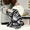 thumbnail image 6 of Black and White Halloween Skeleton Hands Kitchen Towel, Dish Towels Quick Drying Tea Towels Absorbent Hand Towels for Kitchen Sink Dinner Table 28 x 18 Inches, Set of 6, 6 of 7