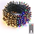 thumbnail image 1 of Luces navideñas, 20 M, 200 LED, 11 modos de iluminación que cambian de color, blanco cálido y multicolor con temporizador remoto, enchufe de extremo a extremo para exteriores, Navidad, fiestas, 1 of 5