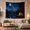 Moonlit Camping, variant on Golden Moon in Dark Sky with Evergreen Forest, Mystical Celestial for Space Lovers, Nighttime Wall Art, Housewarming Gift, Tapestry Wall Hanging for Bedroom and Living Room