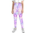 thumbnail image 2 of COEQINE Butterfly Tie-dye Violet Girls Novelty Leggings for Travel, Yoga Dance Pants Tummy Control Sport Leggings, for 6-7 Years Kids Girls, 2 of 7