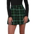 thumbnail image 2 of Lixiuxyad Women's Mini Skirt Plaid Pleated Skirt With Waist Cinching Design,Green, 2 of 4