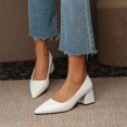 thumbnail image 3 of Vedolay Womens Heels Womenâs Low Block Heels Closed Toe Dress Pumps Shoes(White,8), 3 of 5