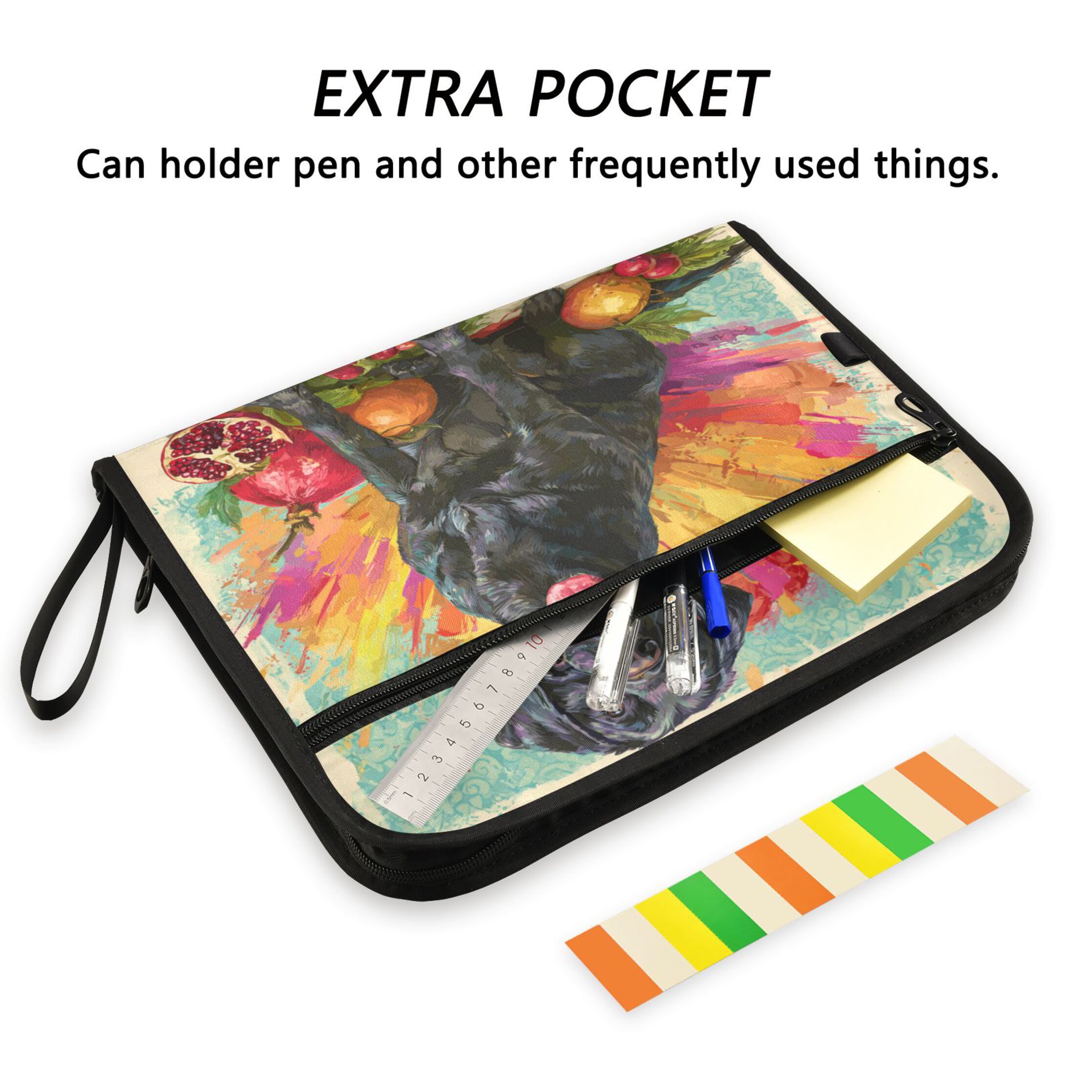 WOBOGO Black Labrador Expanding File Folder Letter Size Accordion Filing Organizer 13 Pocket Separate Organ Pocket