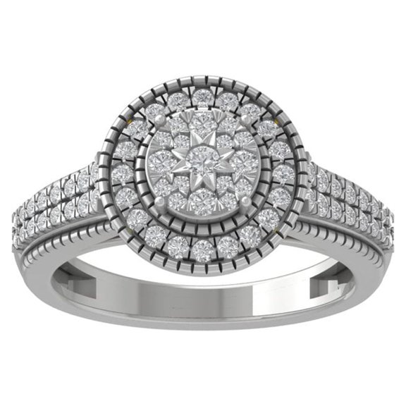 ARAIYA FINE JEWELRY 14K White Gold Diamond Wedding Band Ring (1/2 cttw, I-J Color, I2-I3 Clarity) Size 5