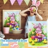 Tangnade Easter Decor Easter Rabbit Eggs Printing Home Decoration Set Beautiful DIY 5D Diamond Painting Kits With Full Round Drill