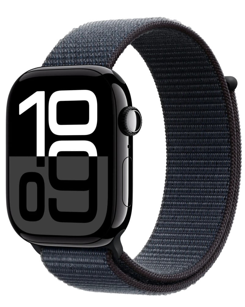 Pre-Owned Apple Watch Series 10 GPS + Cellular 46mm Aluminum Case with Black Sport Band - M/L - Jet Black (Fair)