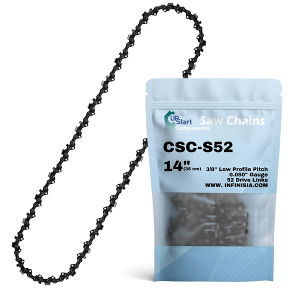 14-inch Chainsaw Chain Replacement for Powerhorse 190501 Chainsaws - S52 (14", 3/8" Low Profile Pitch, 0.050" Gauge, 52 Drive Links)