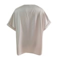 thumbnail image 2 of Vedolay Plus Size Tops Lace Trim Blouse Tops Popular Short Sleeve Shirt,Beige M, 2 of 5