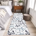 thumbnail image 4 of Runner Rug 2'x6', Grey Blue Botanical Washable Non-Slip Hallway Runner Rugs, Watercolor Spring Floral Summer Leaf Bedside Rugs Floor Mats Carpet Runners for Kitchen Bathroom Laundry Room, 4 of 8