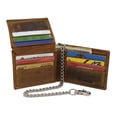 thumbnail image 3 of MARSHAL Triple Skull Bifold Wallet with Chain  RFID Blocking Genuine Leather 3 Skull Design Biker Wallet Tan, 3 of 8