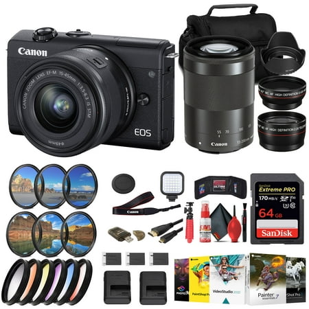 Canon EOS M200 Mirrorless Camera with 15-45mm and 55-200mm Lenses