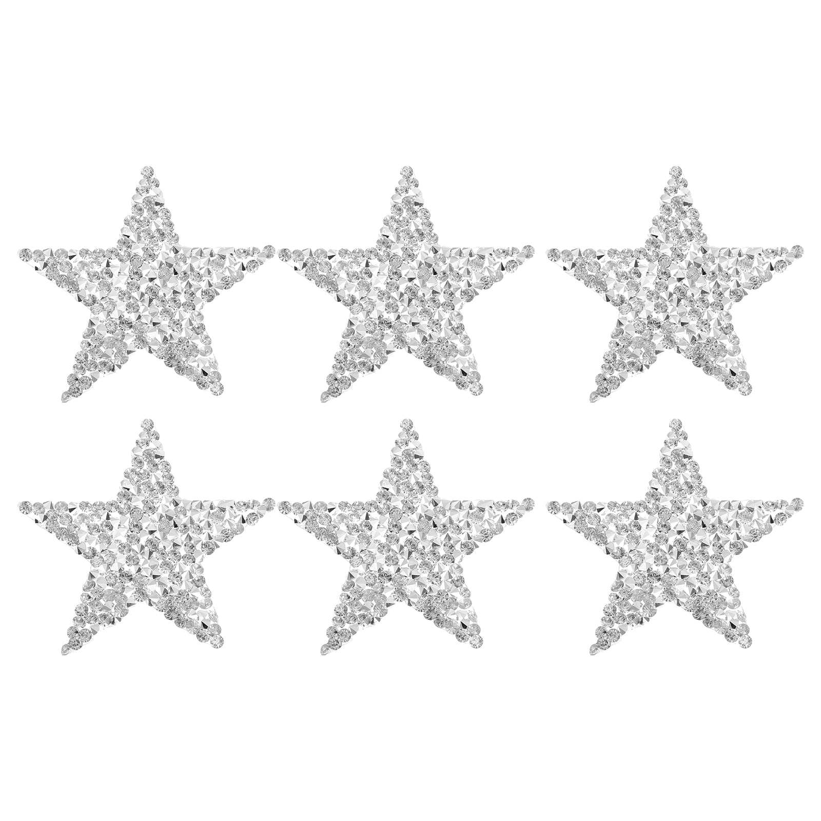 4Pcs Silver Diamond Star Patches Applique Decorative Sewing Adhesive