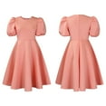thumbnail image 2 of Elegant V Neck Pleated Midi Dress Balloon SleeveLong Summer Dresses for Women, 2 of 8