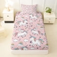 thumbnail image 3 of Metsweet Magical Floral Unicorn Twin Sheets 3pcs, Cartoon Rainbow Horse Bedding,1 Fitted Sheet, 1 Flat Sheet and 1 Pillowcase, 3 of 5