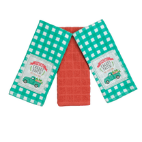 Serafina Home Spring Easter Kitchen Dish Towels, 3 Count, Green and Yellow Carrot Patch Design